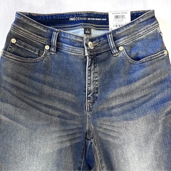 INC Denim Mid Rise Skinny Crop Jeans 2/26 Light Indigo Faded Wash NWT - Picture 3 of 15